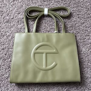 Telfar size Medium Drab Green Olive Shopping Tote Bag New Authentic Dustbag
